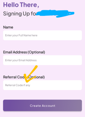Enter Rupiyo Referral Code