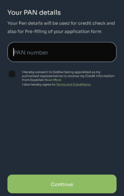 Enter pan Card details 