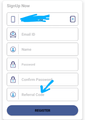 Enter mobile recharge commission app referral code