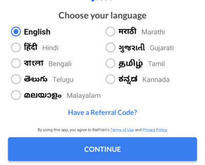 Enter Railyatri Referral code