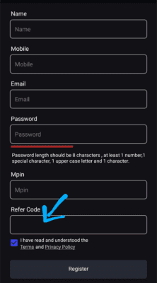 Enter Sun Crypto Referral code 