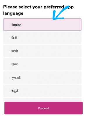 Select Your preferred app Language 