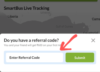 Enter Intrcity Referral code