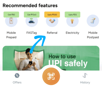 Bhim UPI Referral code "3nncPx". Refer and Earn 5 Click on Referral