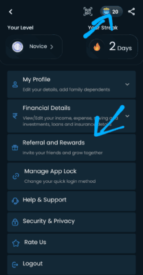 click on Referrals and Rewards