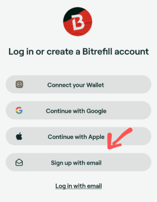 Create bitrefill account 