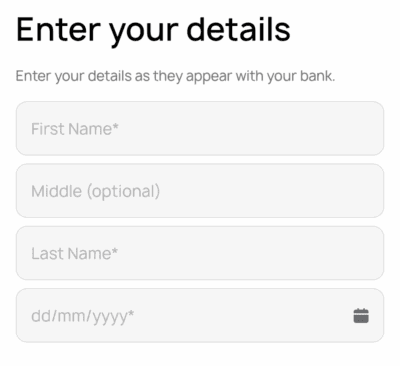 Enter first name and last name