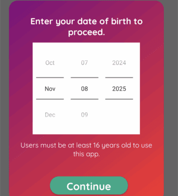 Select your date of birth 